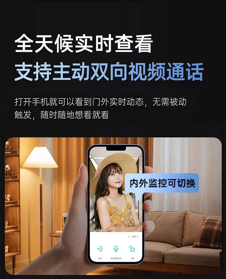 Fully automatic 3D visual facial recognition fingerprint, dual screen dual camera, home smart password lock