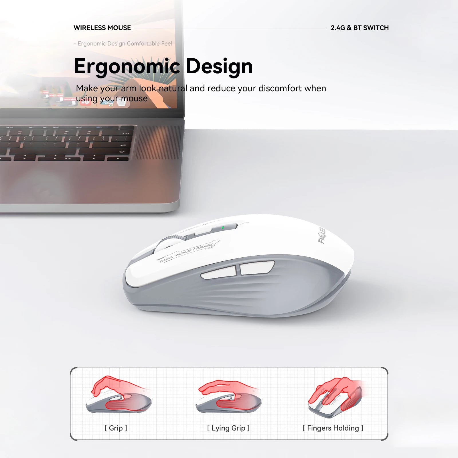 Bluetooth 5.1 and 2.4G USB Wireless Mouse Silent Adjustable 2400DPI Dual Mode Wireless Mouse for iPad for Computer Laptop Tablet