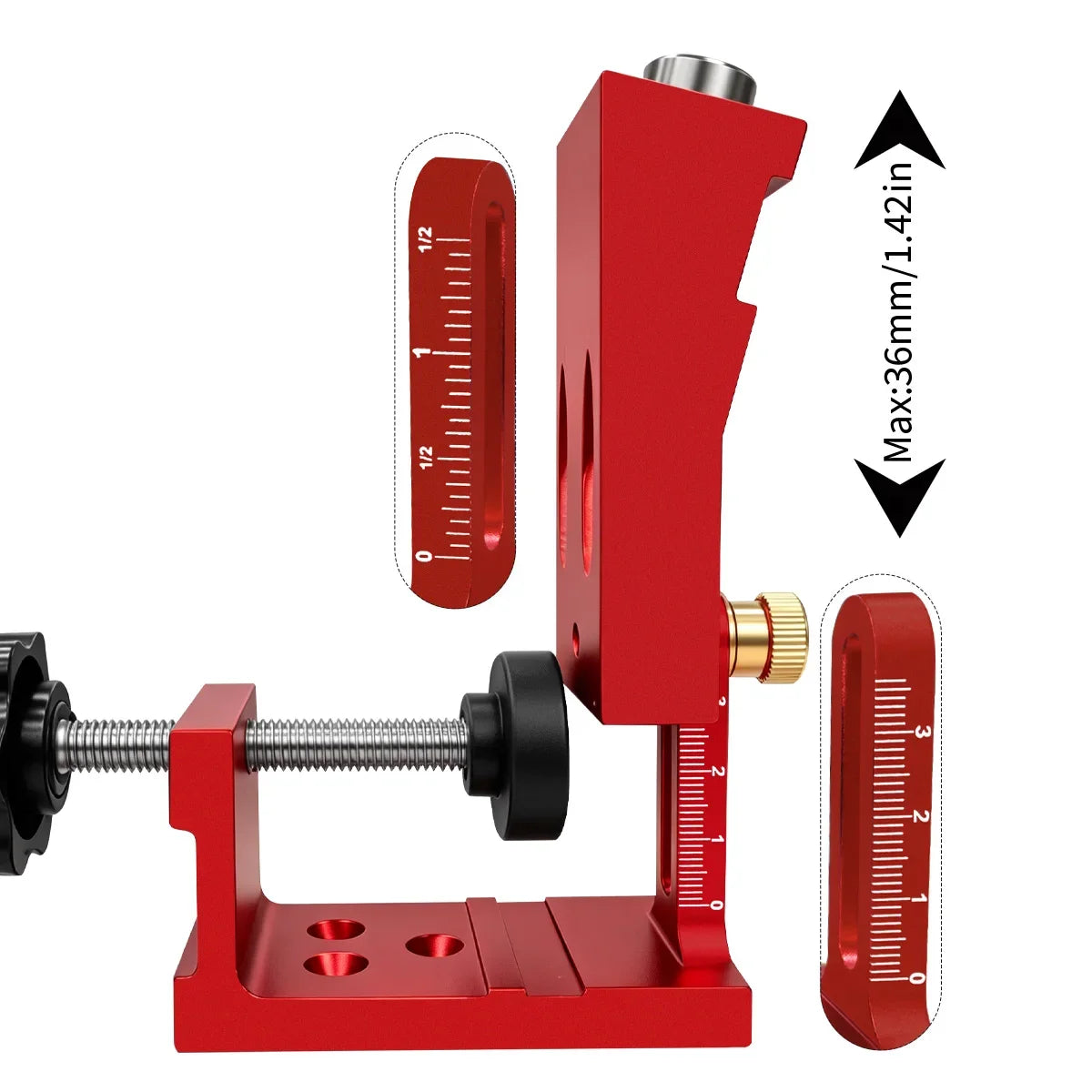 Aluminum Alloy Pocket Hole Jig Kit, Woodworking Oblique Hole Locator with 9mm Drill Bit, Adjustable Pocket Hole Carpentry Tool