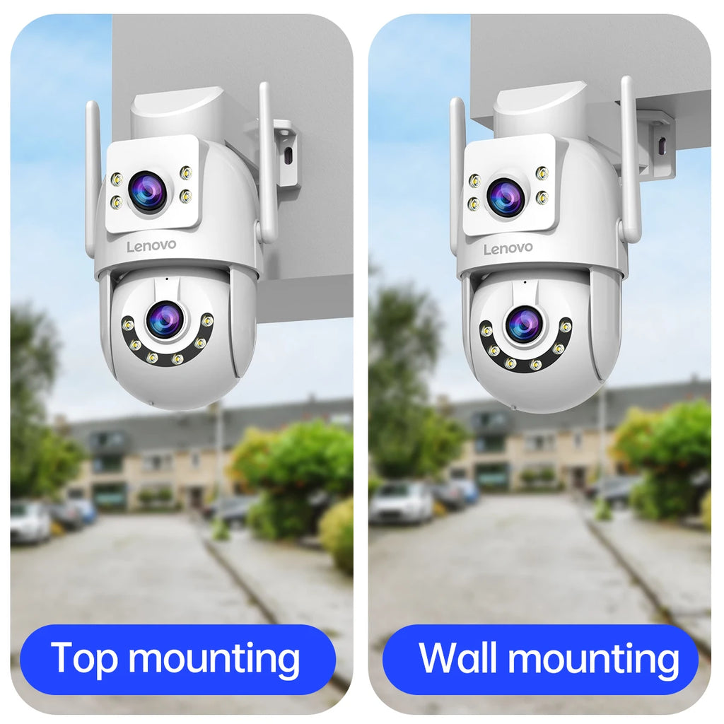 Lenovo 4MP HD Wifi PTZ Camera Outdoor 4MP Dual Lens Dual Screen Auto Tracking Security IP Camera CCTV Audio Video Surveillance