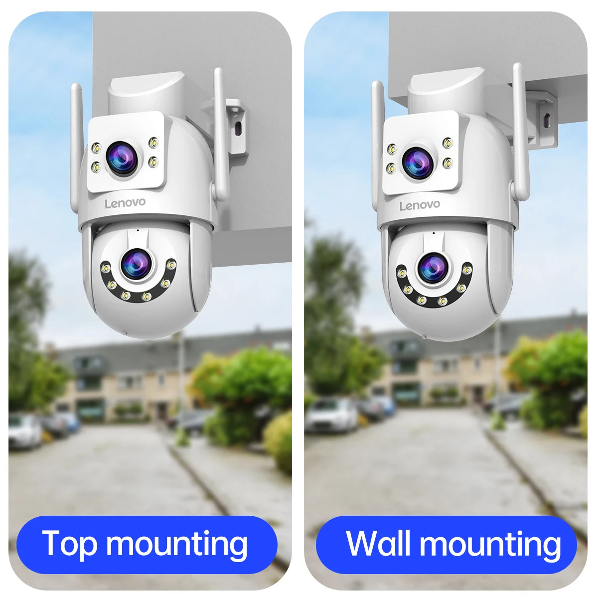 Lenovo 4MP HD Wifi PTZ Camera Outdoor 4MP Dual Lens Dual Screen Auto Tracking Security IP Camera CCTV Audio Video Surveillance