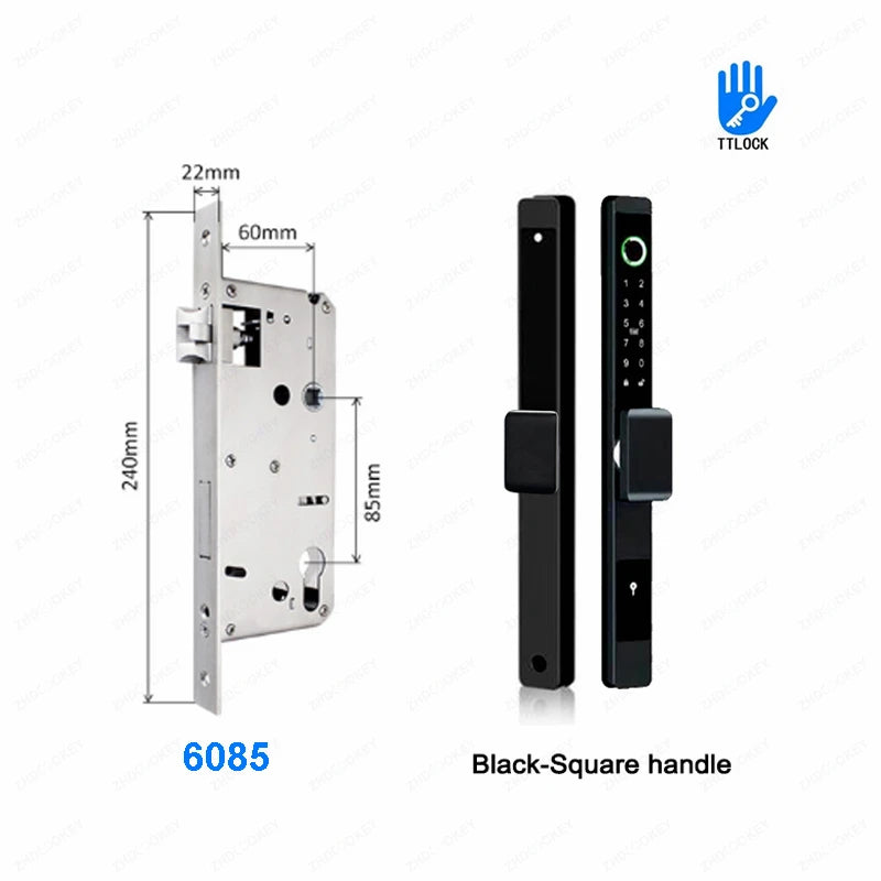 ZHDCOOKEY Biometric Digital Door Lock  Waterproof TTLock APP BLE Fingerprint RFID Card Password Aluminum Sliding Door Smart Lock