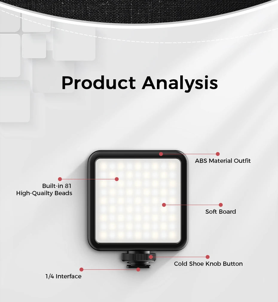LED Video Light Dimmable Vlog Panel | 3200-5600K Adjustable Color Tidesmit