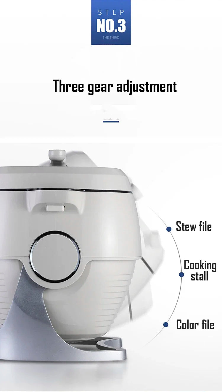 Stir-fry cooker control dial with three gear adjustment icons