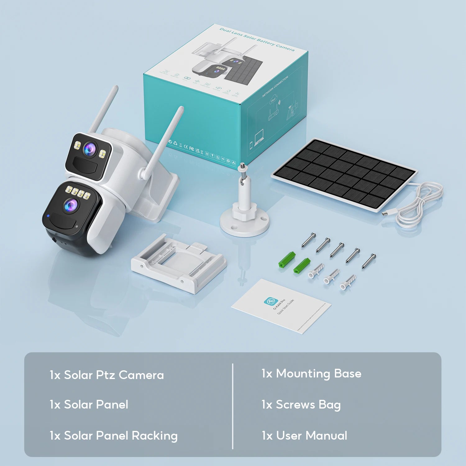 10MP PZT Solar IP Camera WiFi Outdoor 5K HD Dual Lens Home Security Camera Built in Battery Solar Panel and AI Person Detection