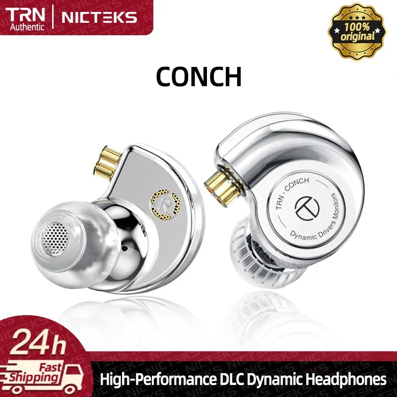 TRN Conch Earphone High-Performance DLC Diamond Diaphragm Dynamic in-Ear Monitors Music Monitors Tuning Wireless earbuds trn v80 Tidesmit