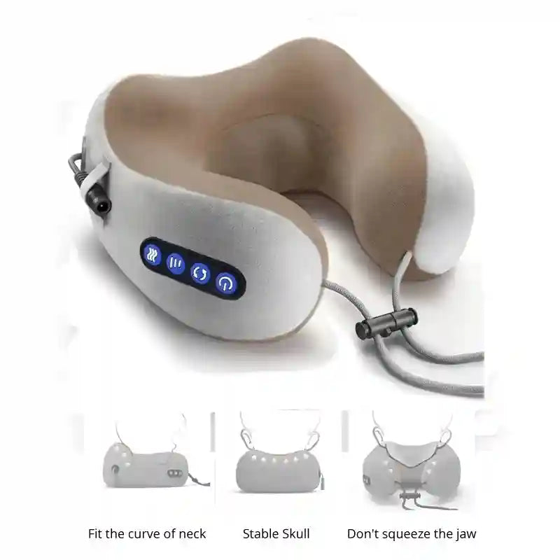 Portable Neck Massager Pillow | U-Shaped Cervical Support with Heat Massage Roller Tidesmit