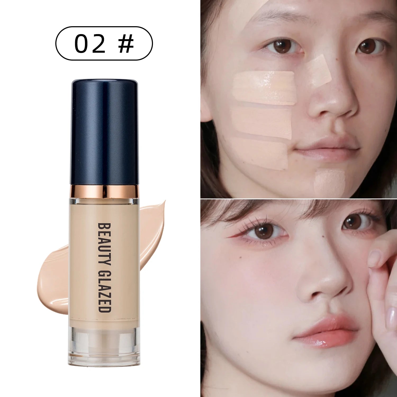 Tidesmit Beauty Glazed 6 color liquid foundation and concealer set offering full coverage waterproof natural finish