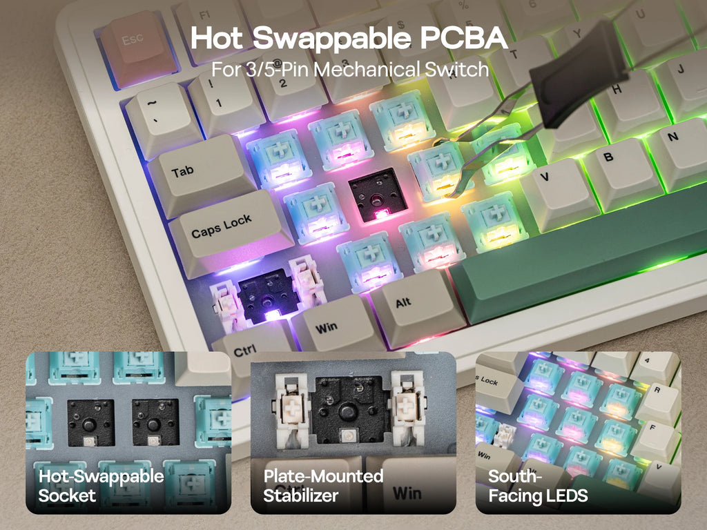 EPOMAKER RT82 QMK/VIA 75% US QWERTY Layout Hot-Swap Gasket Wired/BT 5.0/2.4GHz Wireless Mechanical Keyboard with LCD Screen