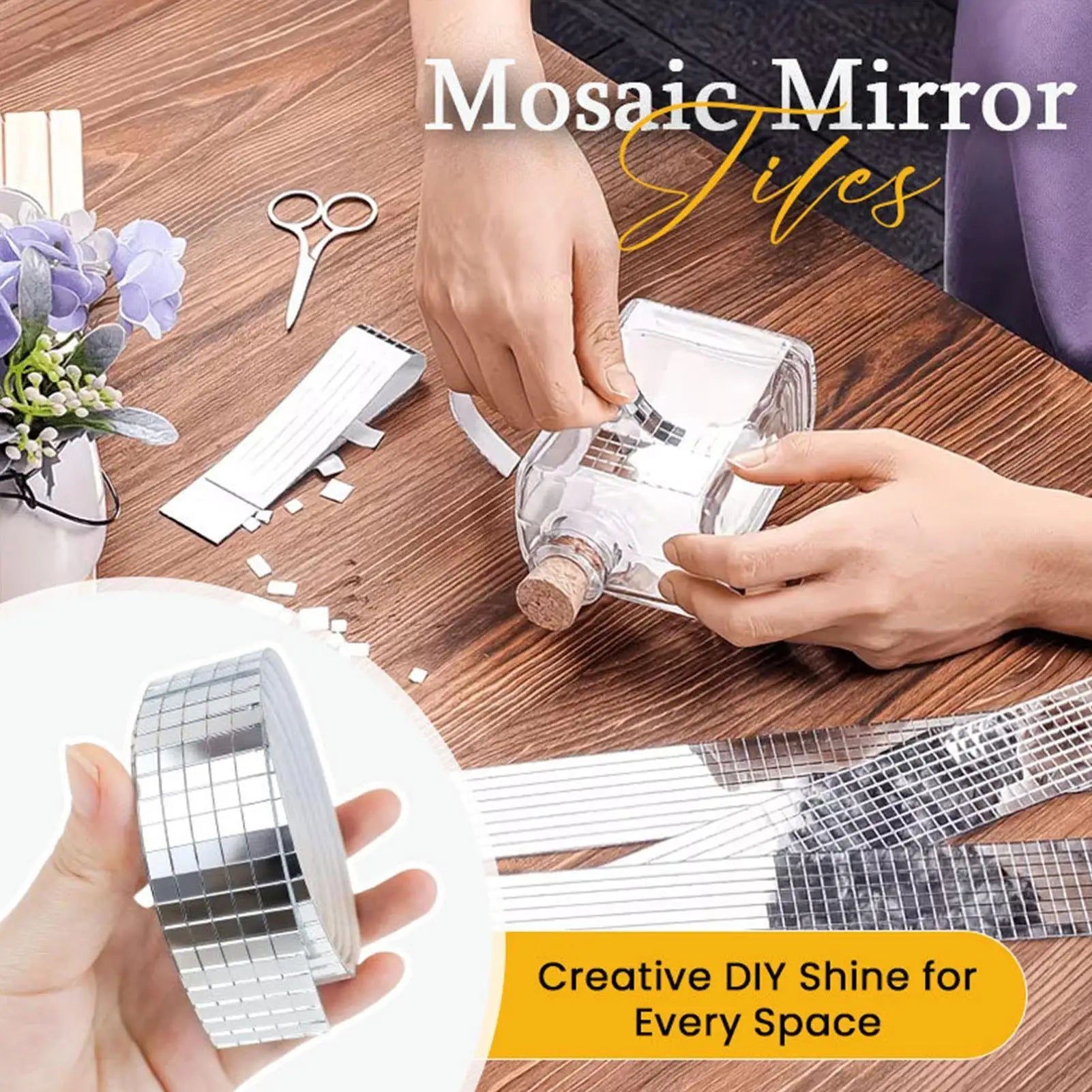 Disco Ball Tiles 1600Pieces 5mm Self Adhesive Square Mosaic Mirror Glass Stickers Home Wall Kitchen Party Decor