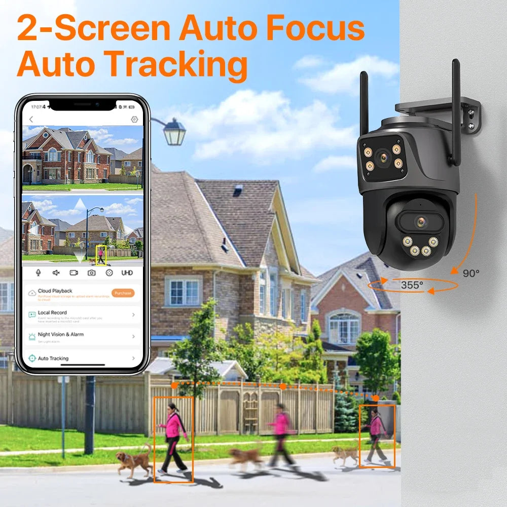 WONSDAR Outdoor 4G SIM Card IP Camera Dual Screen Outdoor  PTZ Camera Auto Tracking Security Video Surveillance ICSEE