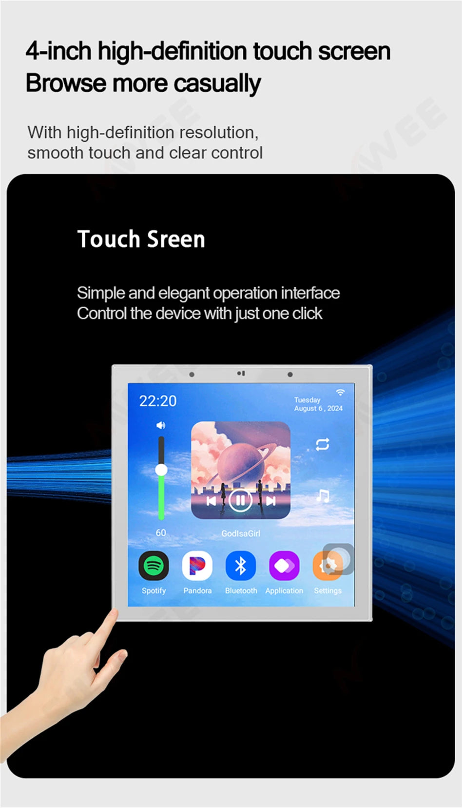 Home Smart Audio Android 11 WIFI System TUYA Control Panel Bluetooths Wall Amplifier Ceiling Speakers ALEXA Voice Music Player