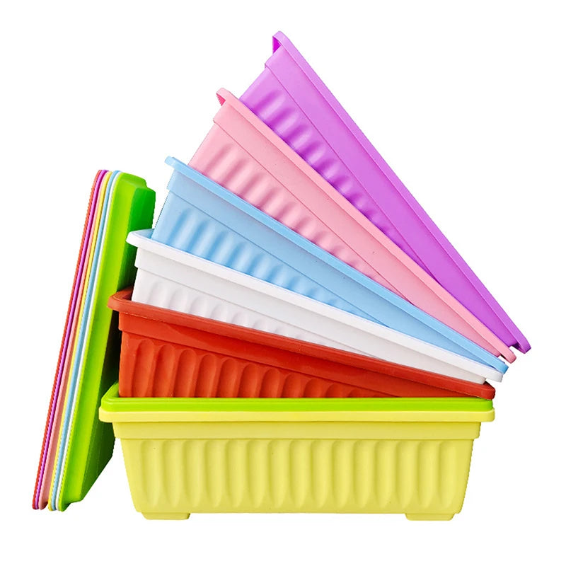【ZYAA-1】1Set Plastic Vegetable Planters Rectangular Flowerpots For Balcony Indoor Gardening Breathable Plants Pots Garden Tools