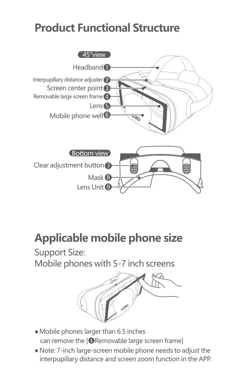 VR Headset for Smartphones - Lightweight 3D Virtual Reality Glasses Tidesmit