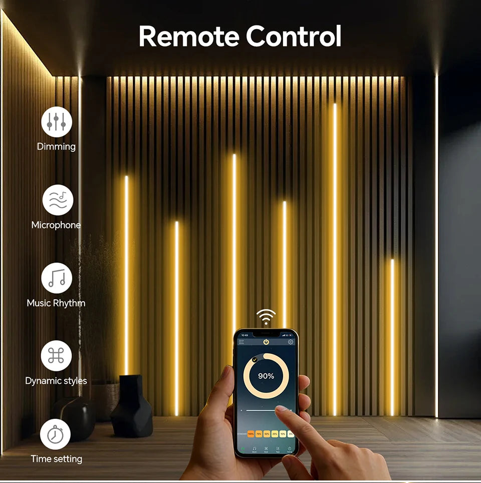 Bluetooth APP Control Self-Adhesive Neon COB LED Strip Light Bedroom Embedded Acoustic Wall Panel Decor Backlight LED Tape