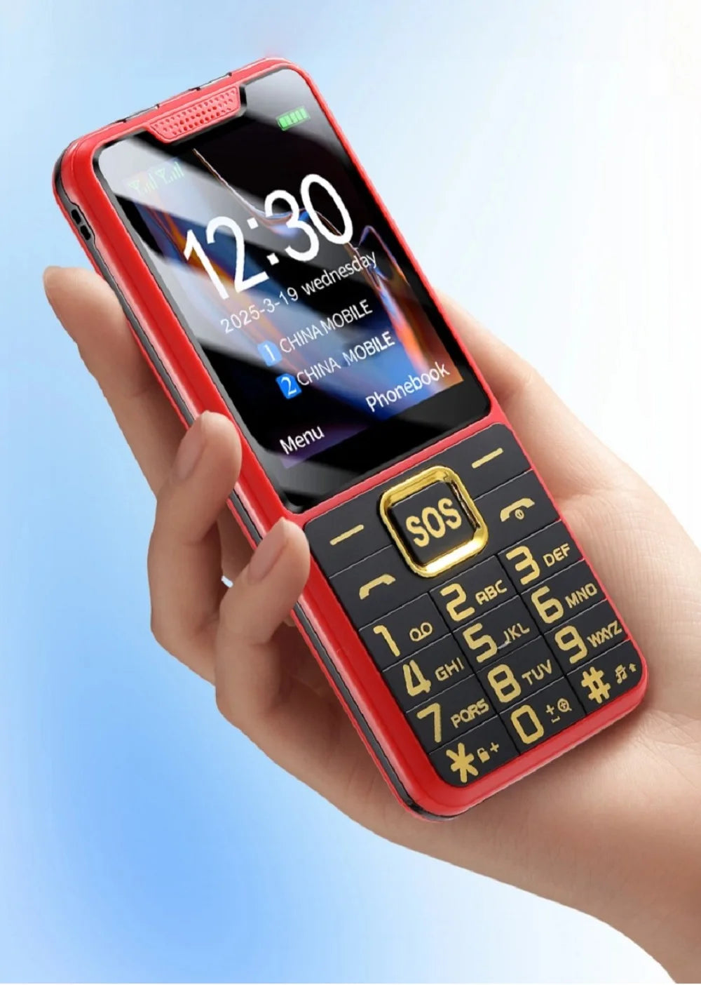 GSM 2G Unlocked Slim Large Push-Button Phone For Elderly SOS Key Two Sim Dual Torch Loud Voice Speed dial Cheap Senior Cellphone