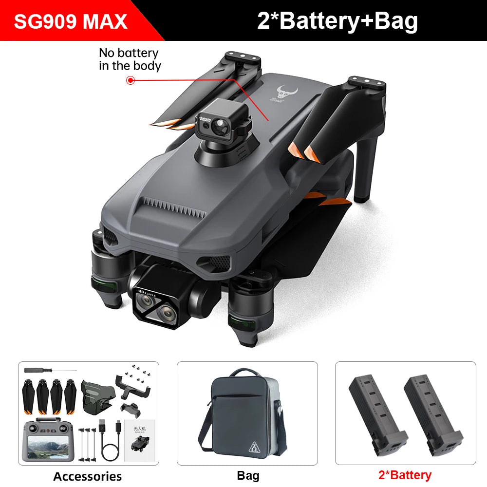 4K GPS Drone with Obstacle Avoidance - Foldable Quadcopter SG909 MAX SG909 MAX 2B CB Tidesmit