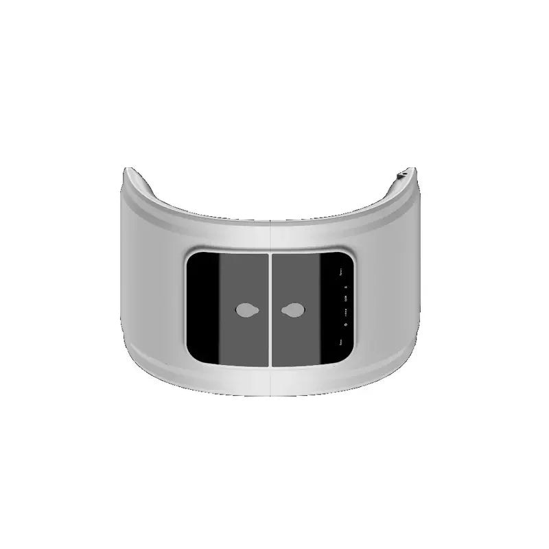 White curved LED face mask for skin rejuvenation with a black control panel and two eye cutouts.