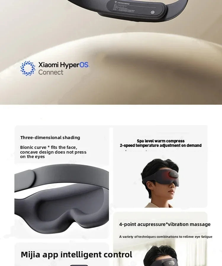 Smart Massage Eye Mask | 3D Heat Therapy & App Control - Black Relaxation Treatment Tidesmit