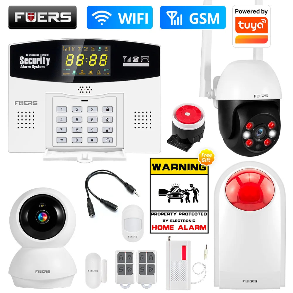 Fuers WIFI 4G 2G GSM Alarm System work with Tuya SmartBurglar Alarm Wireless Wired Security Zone Link Alexa Google Motion Sensor