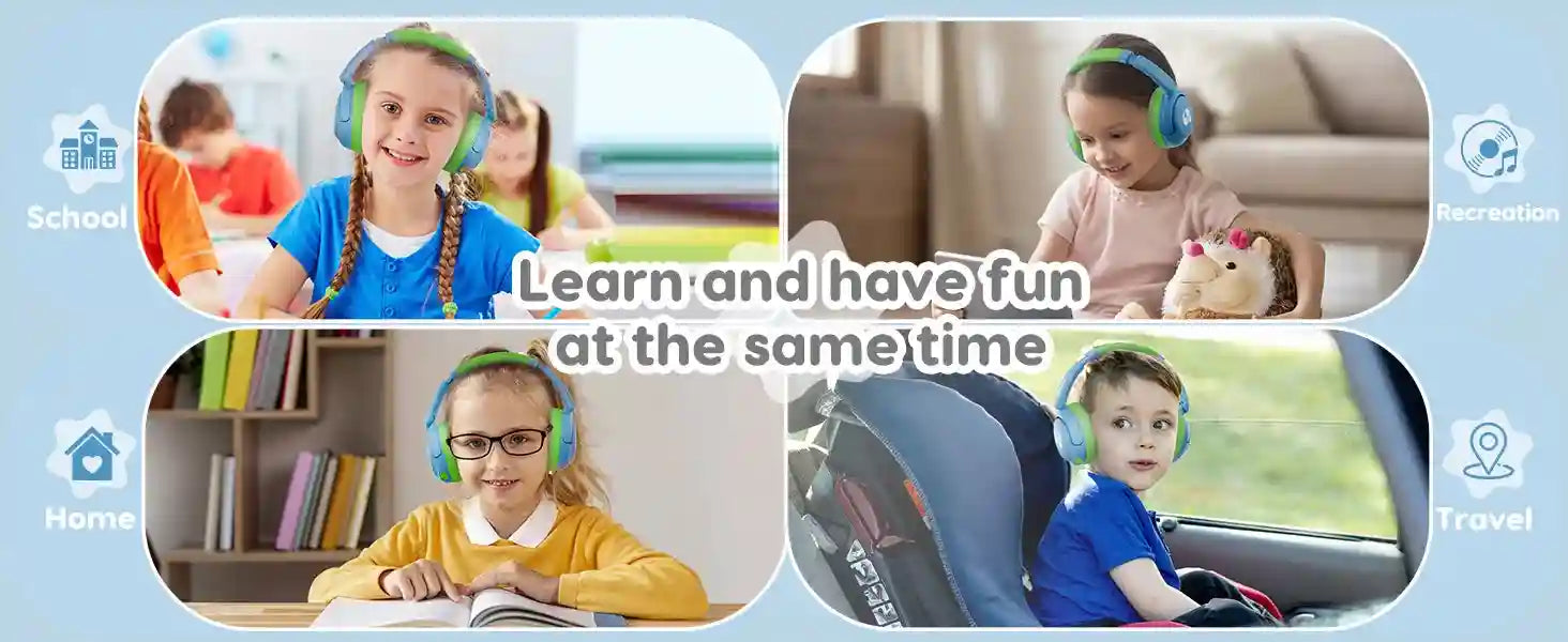 Wireless Kids Headphones - Volume Limited Over-Ear Stereo Audio Tidesmit