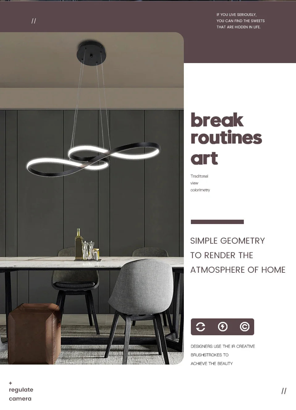 Modern Nordic LED Ring Light | Dimmable Minimalist Home Lamp 92cm Tidesmit