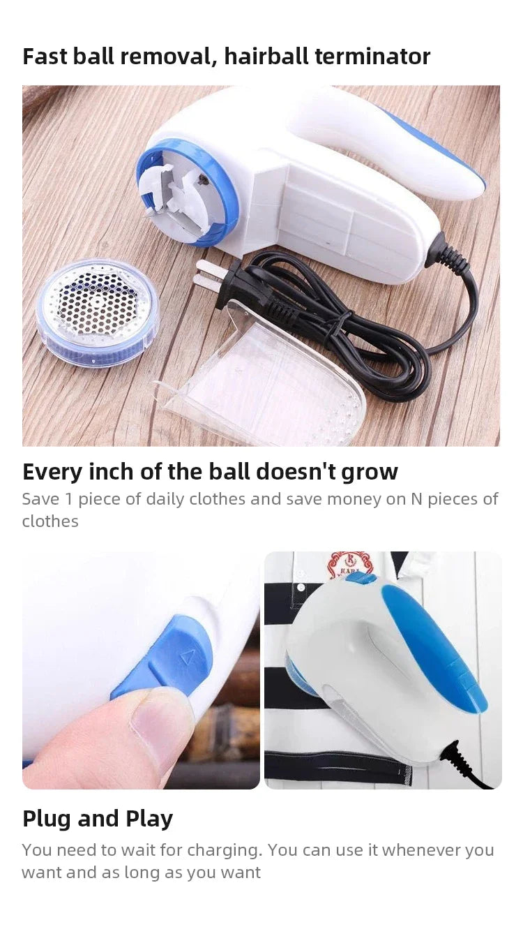 Tidesmit portable electric lint remover performing a detailed shave on a sweater fabric texture