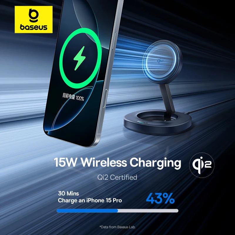 15W Magnetic Wireless Charger Stand - Foldable Qi Certified MagSafe Tidesmit