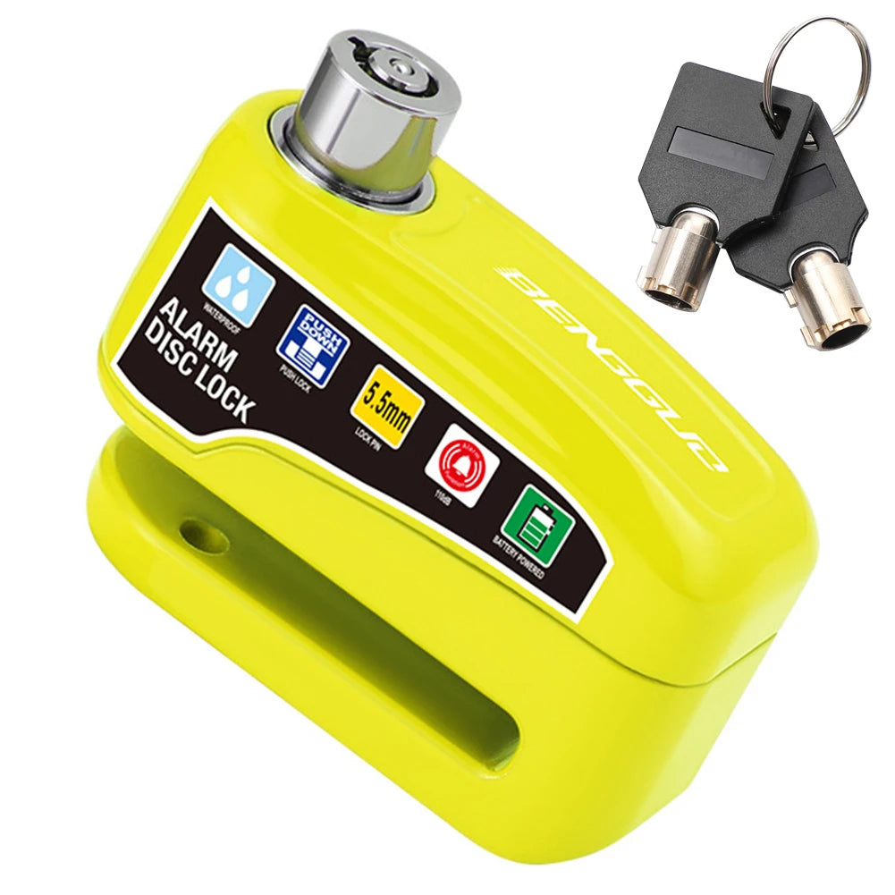 Motorcycle Alarm Wheel Disk Brake Lock with Keys Waterproof Bike Alarm Security Padlock Aluminum Alloy Bike Accessories