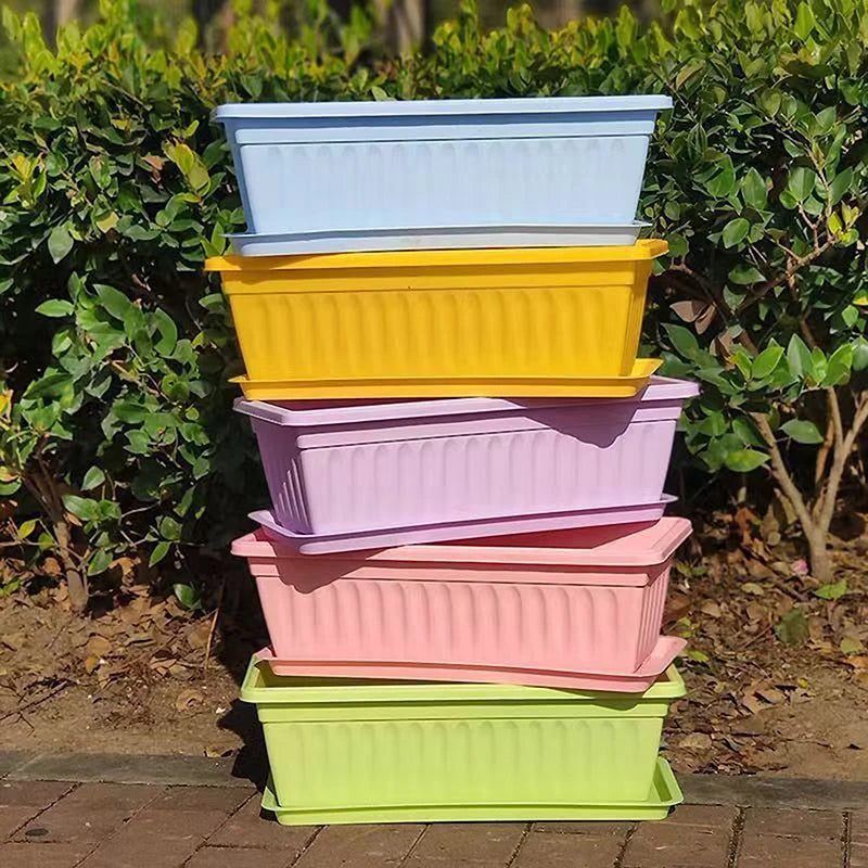 【ZYAA-1】1Set Plastic Vegetable Planters Rectangular Flowerpots For Balcony Indoor Gardening Breathable Plants Pots Garden Tools