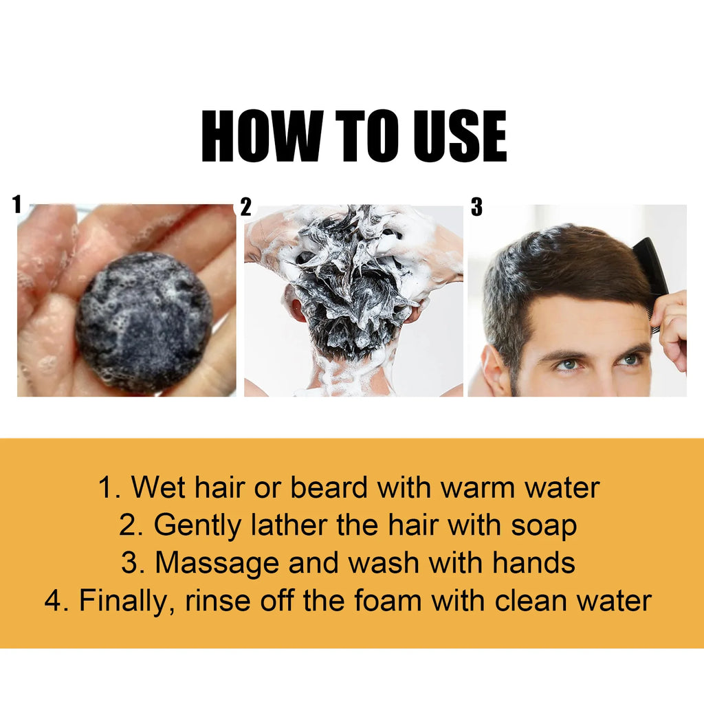 Grey Coverage Bar Shampoo Repair Gray White Hair Color Treatment Smoothing Nourishing Anti Dandruff Natural Hair Darkening Soap