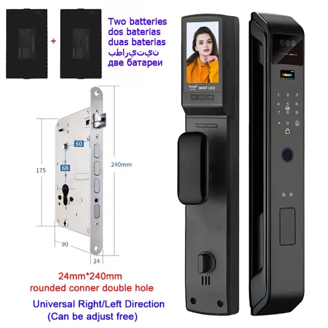 WIfi Tuya APP Remote Unlock Voice Intercom 3D Face Recognition Smart Door Lock With Camera Fingerprint Password Digitl Door Lock