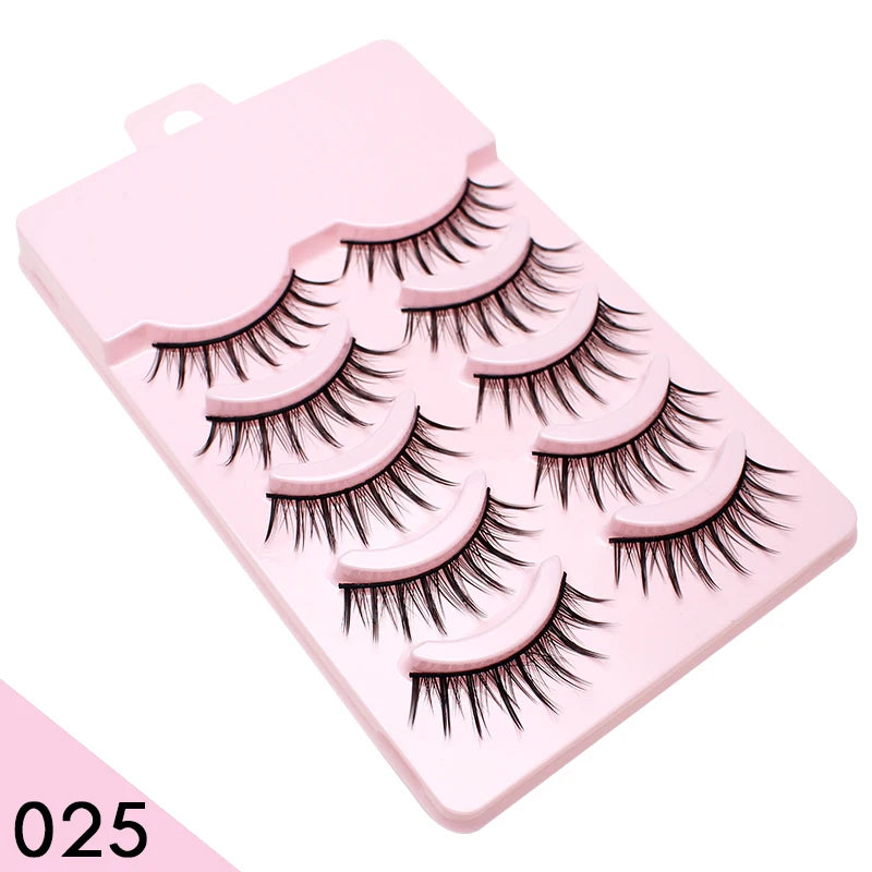 Anime Manga False Eyelashes - Natural Wispy Faux Lashes - 5 Pairs Set False Eyelashes 025 Tidesmit