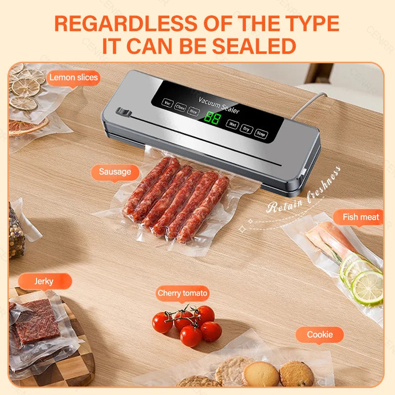 Portable Kitchen Food Saver Vacuum Sealer Machine Household Home Touch Button Cutter Kitchen Electric Vacuum Packaging Machine