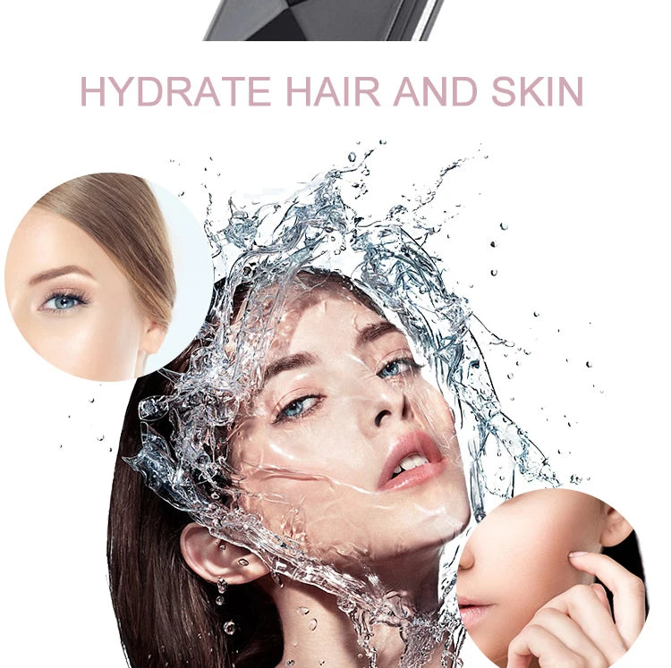 Nano facial steamer spray for pore cleaning, eyelash hydration, and skin moisturizing. USB rechargeable face sprayer.
