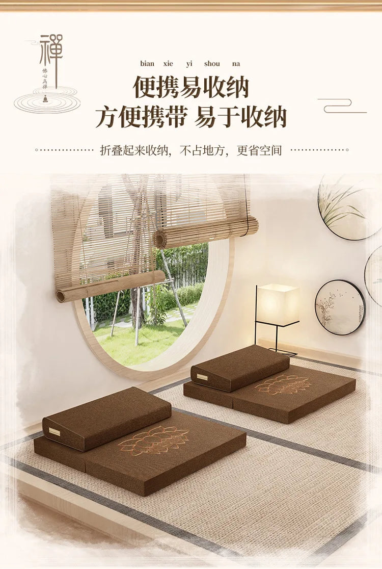 Seat Cushion Meditation Mat Futon Kneeling Meditation Home Thickened Folding Fabric Coconut Palm Zen Mat