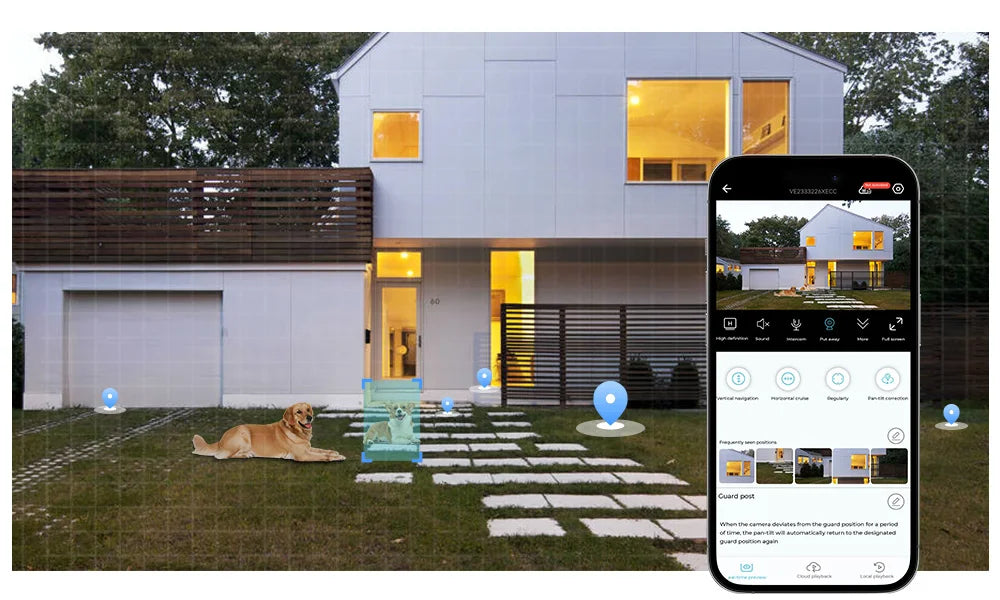 H.VIEW 3MP PTZ IP Camera WiFi Outdoor AI Human Detection Audio  Wireless Security CCTV Camera