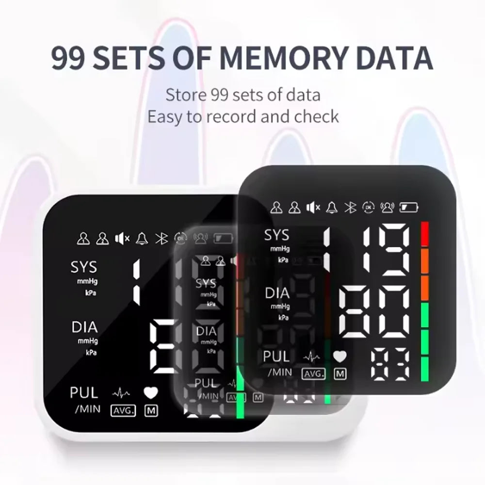 Automatic Digital Blood Pressure Monitor Upper Arm with Arrhythmia Detection 36cm Adjustable Cuff LED Display Health Tonometer