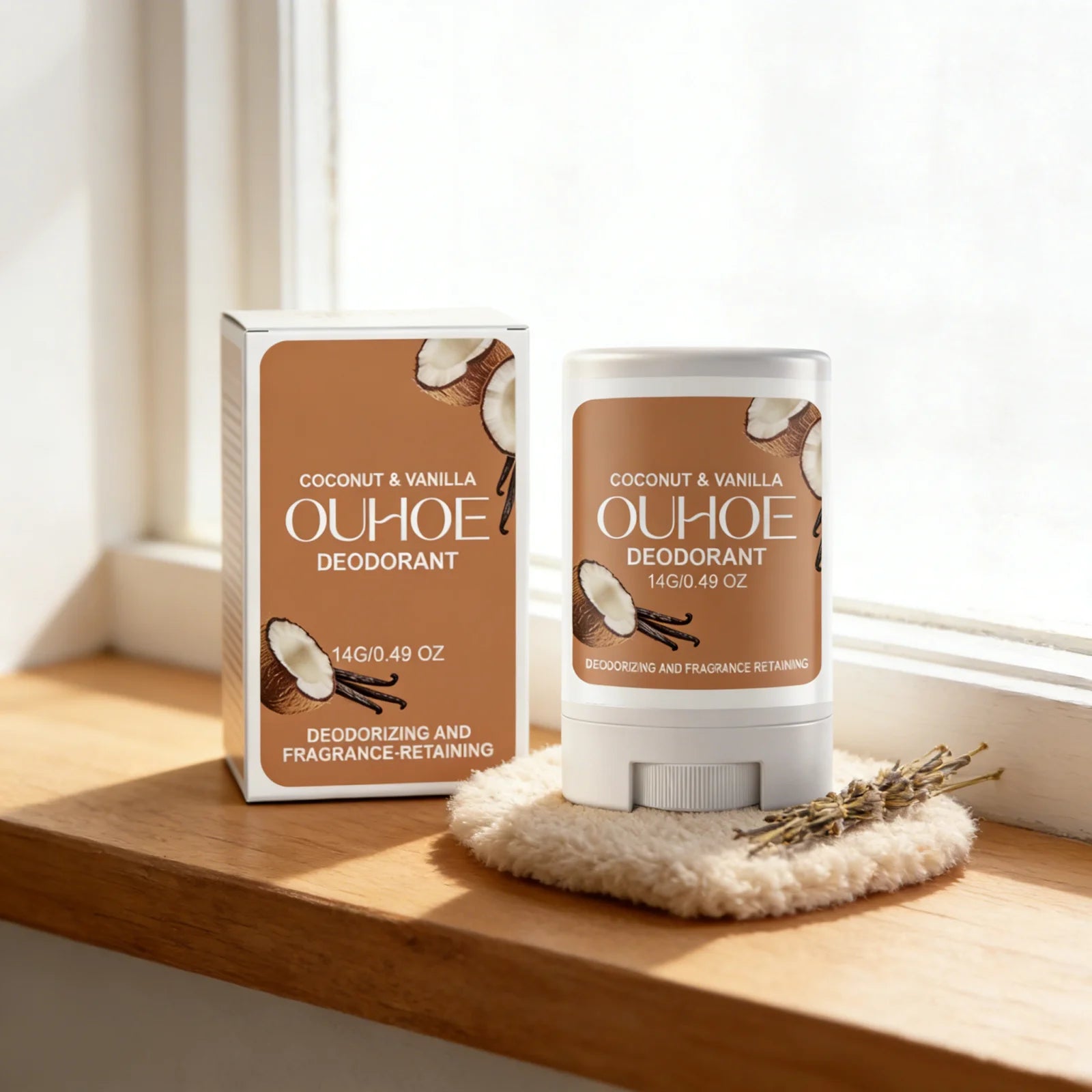 Tidesmit coconut vanilla deodorant stick for effective underarm odor control and refreshing portable fragrance.