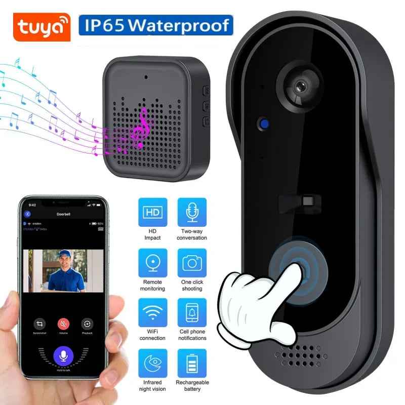 Tuya Doorbell With Camera Wireless Bundle Doorbell Smart Home WlFl HD Outdoor Phone Camera Security Video Intercom Night Vision