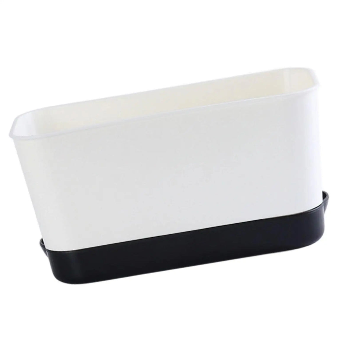 Rectangular window box planter in white with black base