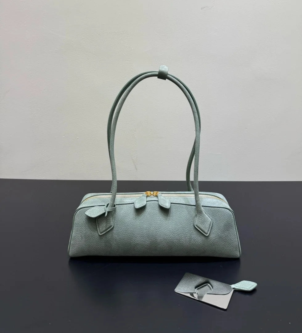 2026 high-quality genuine leather sausage bag, high-end customized high silk gloss leather handbag, women's shoulder bag