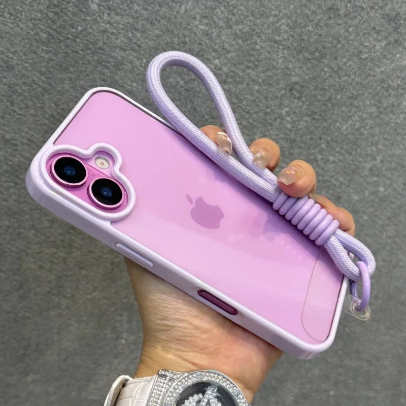 iPhone 16 Shockproof Case with Lanyard - Clear Slim Fit Acrylic Bumper Tidesmit