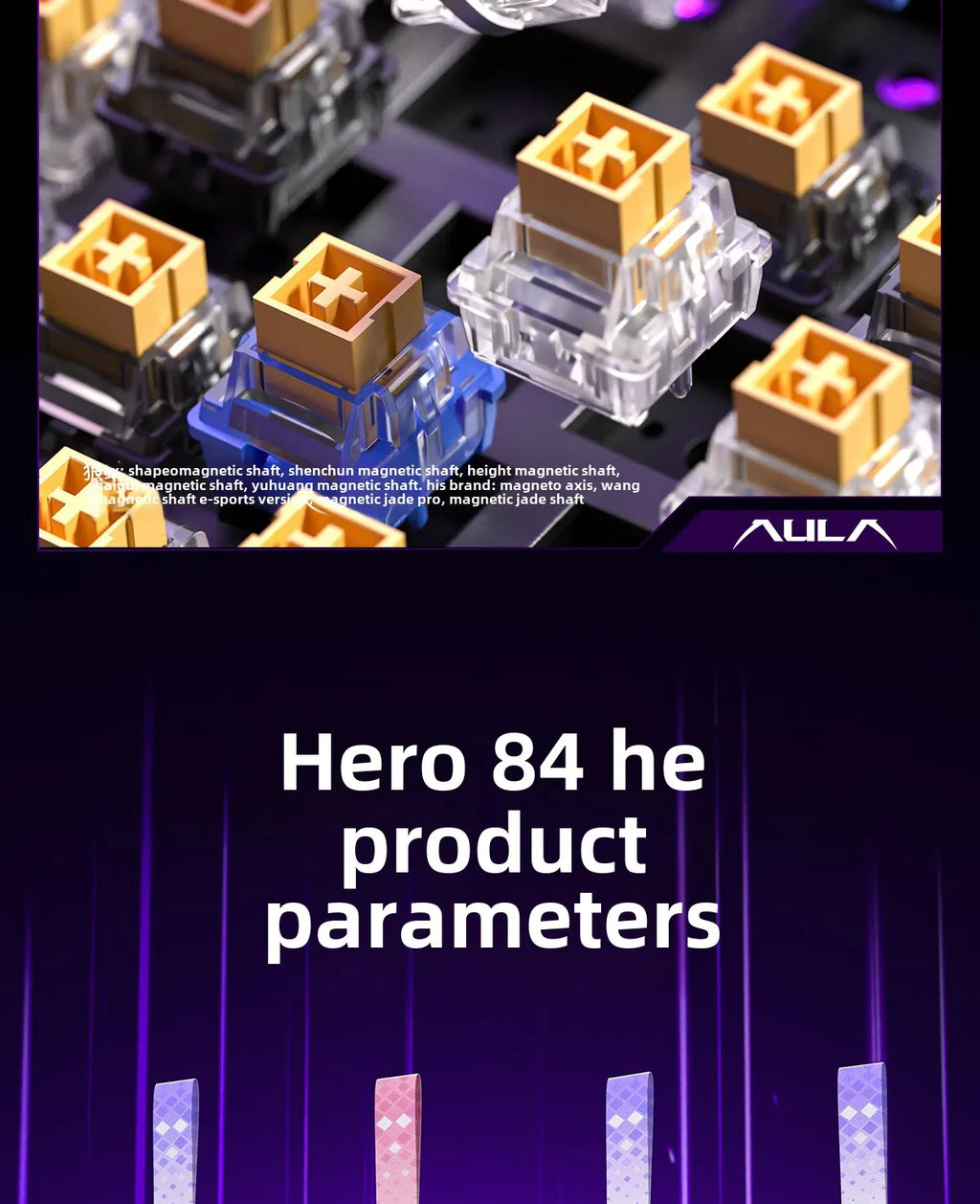 AULA HERO 84 HE Wired Mechanical Keyboard Music Rhythm RGB Backlit Magnetic Switch 8K Return Rate 128K Scan Rate Gaming Keyboard