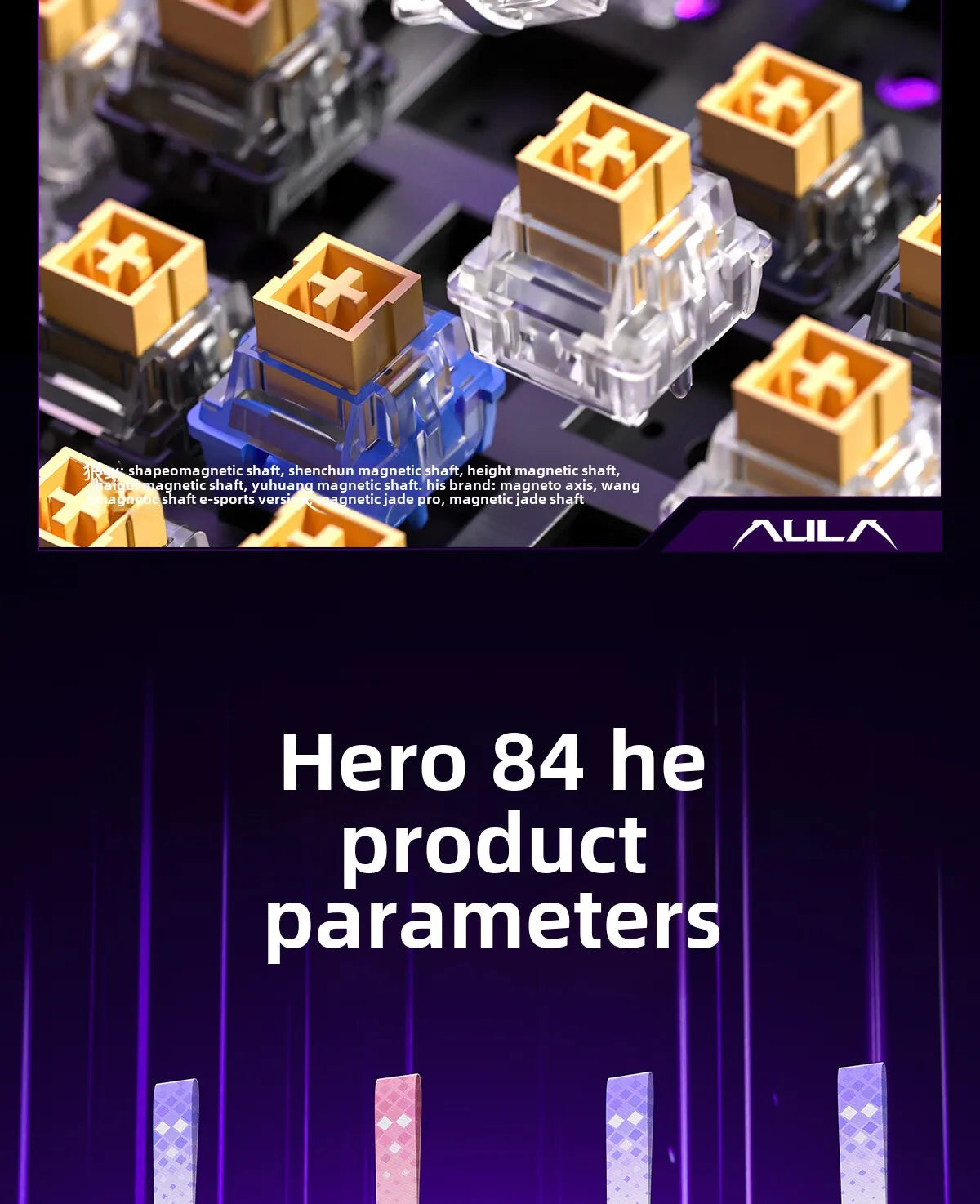 AULA HERO 84 HE Wired Mechanical Keyboard Music Rhythm RGB Backlit Magnetic Switch 8K Return Rate 128K Scan Rate Gaming Keyboard