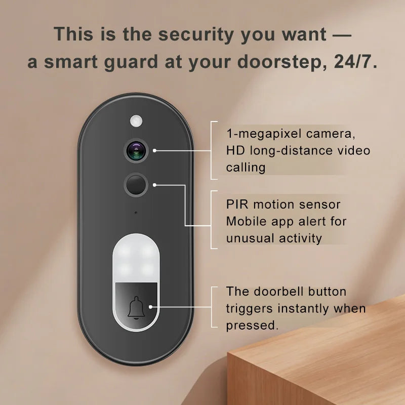 Tuya 1080P HD Wireless WiFi Video Doorbell Smart Home Security Camera Two Way Audio Night Vision Motion Detection IP65Waterproof