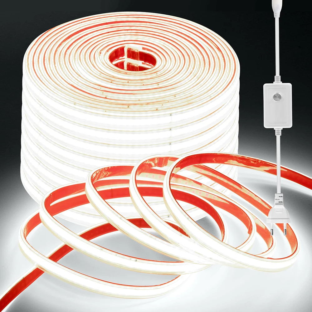 Warm white and orange dimmable COB LED strip light kit with EU plug