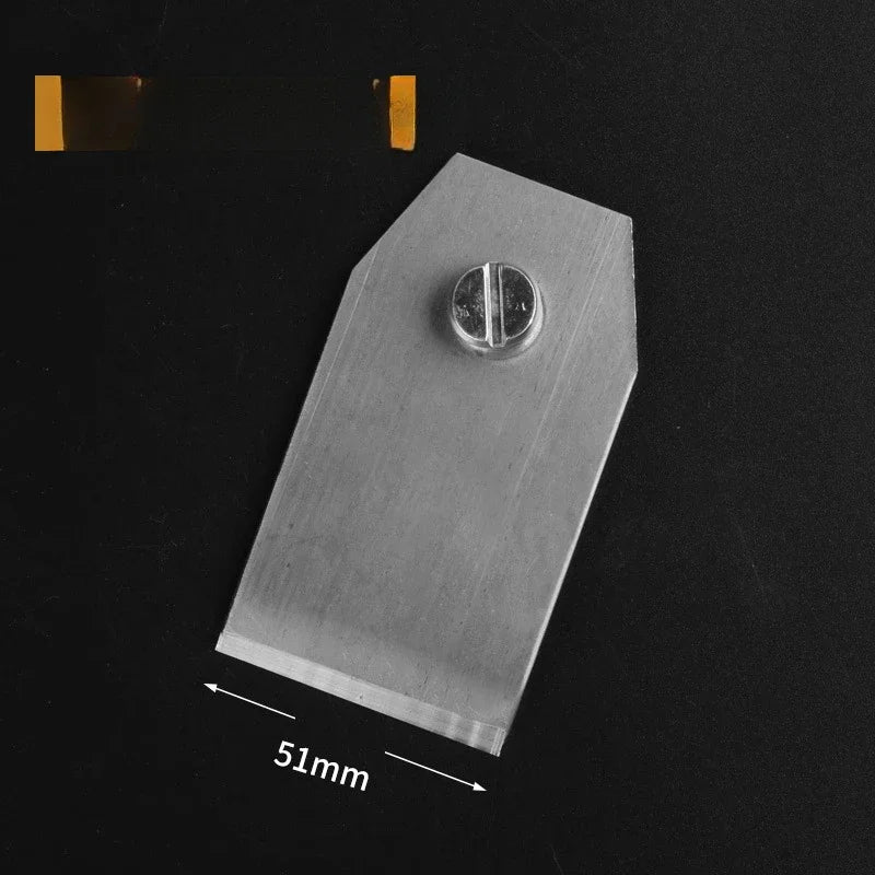 51mm steel planer blade insert with round screw hole on silver metal plate