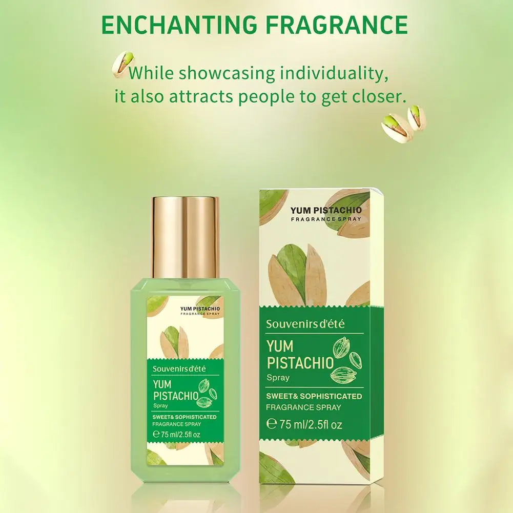 Tidesmit Sweet Pistachio Ice Cream fragrance spray, a long-lasting gourmand perfume for women's daily wear.