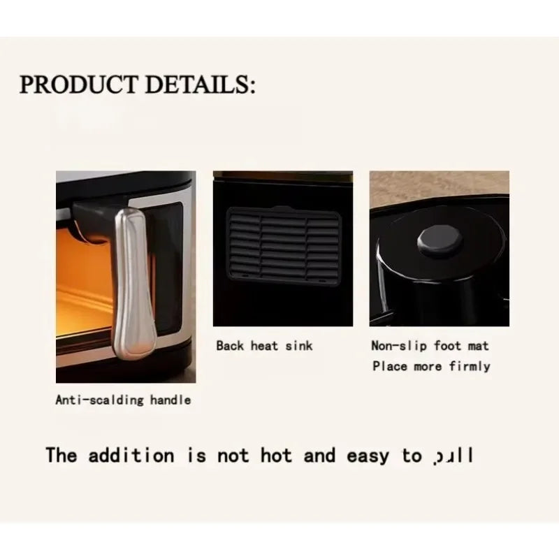 Household 8L Silver Crest Air Fryer 8L Stainless Steel Square Steam Oven with Digital Control